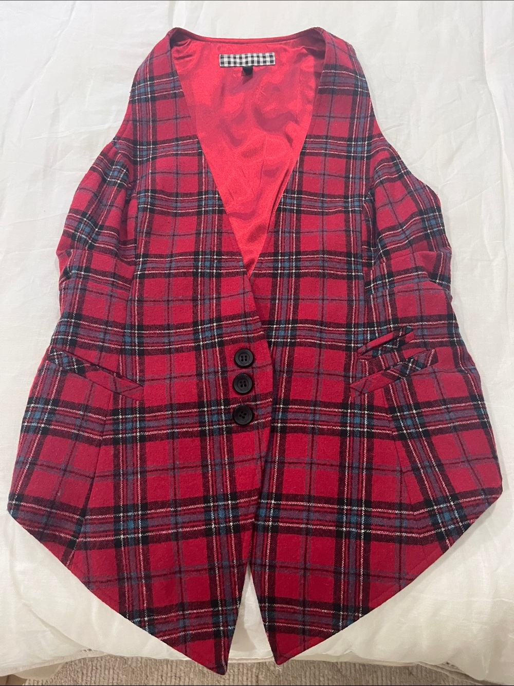 Classic Red Plaid woman Vest Jacket